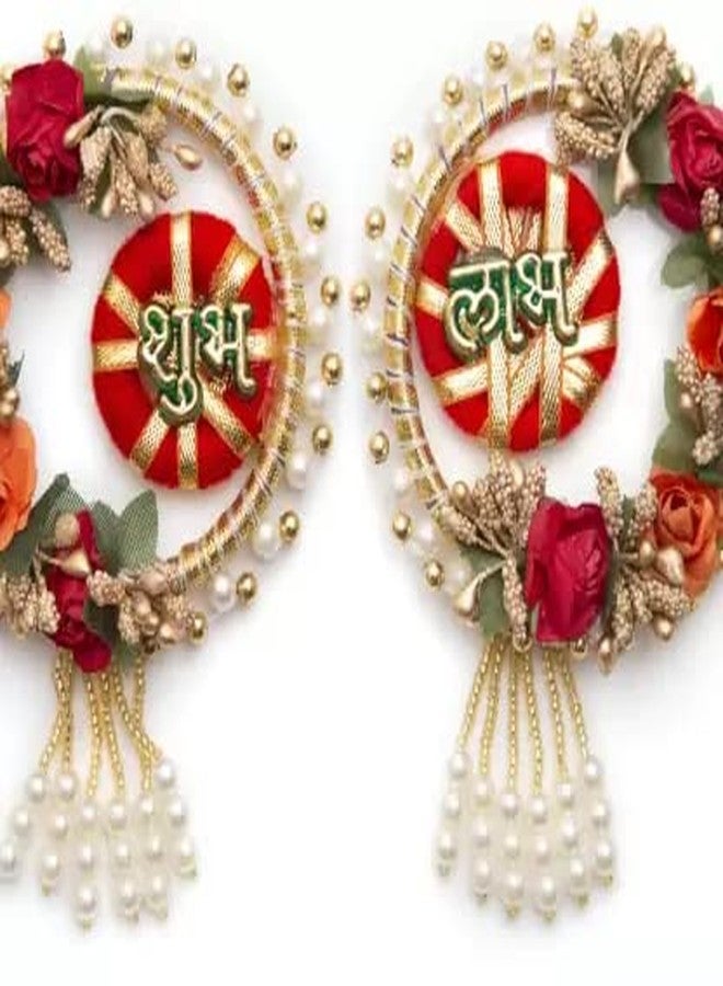 ANISHOP Acrylic Ethnic Handmade Shubh Labh, Indian Art Hanging Wall Plate, Best for Home Decor/Diwali Etc (Handmade) (Pack of 2), Multicolor - Image 3